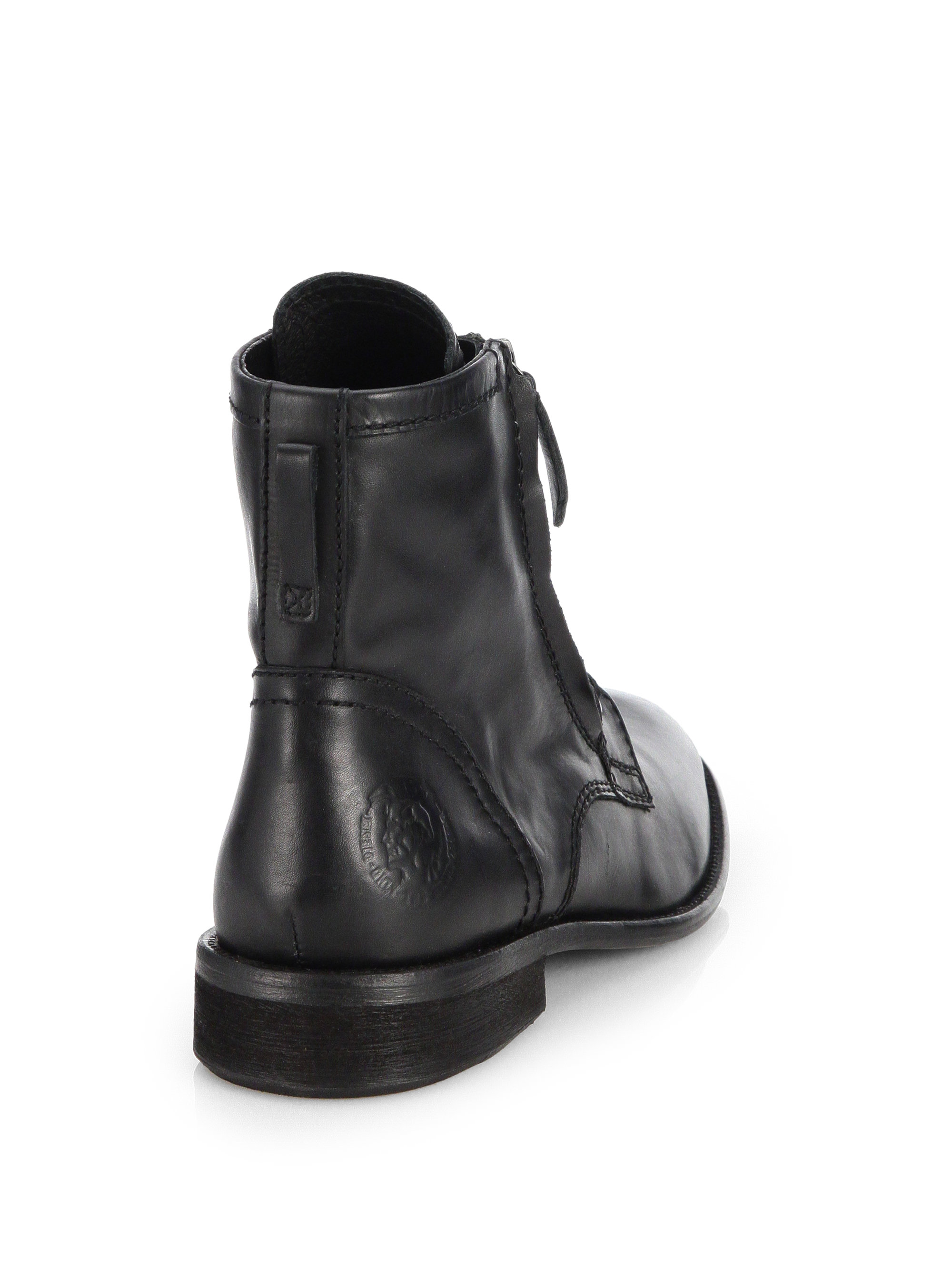 Lyst Diesel The Pit Leather Military Boots in Black for Men