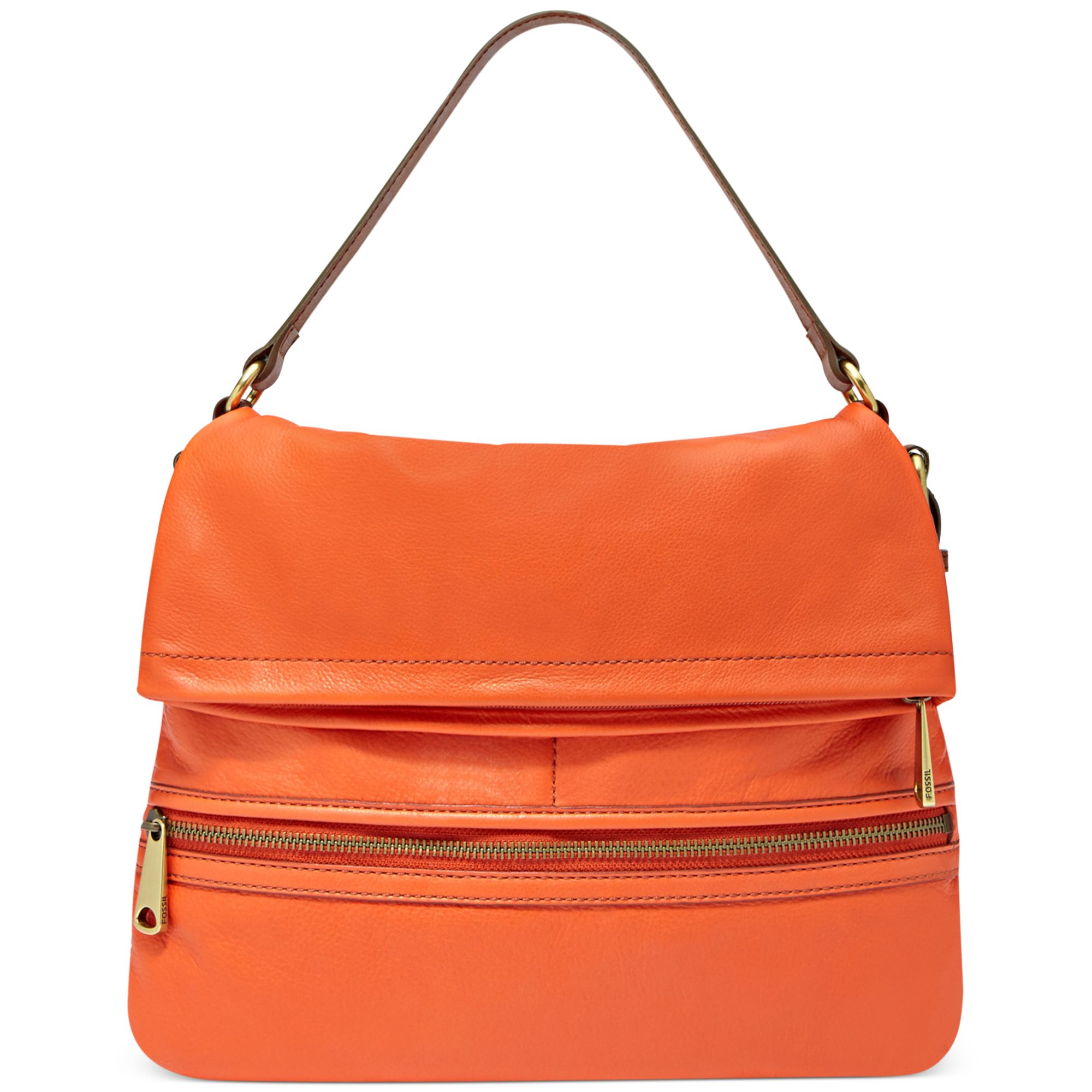 Fossil Explorer Leather Flap Bag in Orange (BRIGHT ORANGE) | Lyst