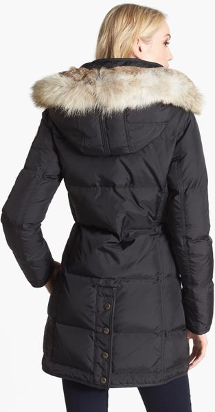 Pajar Cougar Genuine Rabbit Coyote Fur Trim Down Parka in Black | Lyst