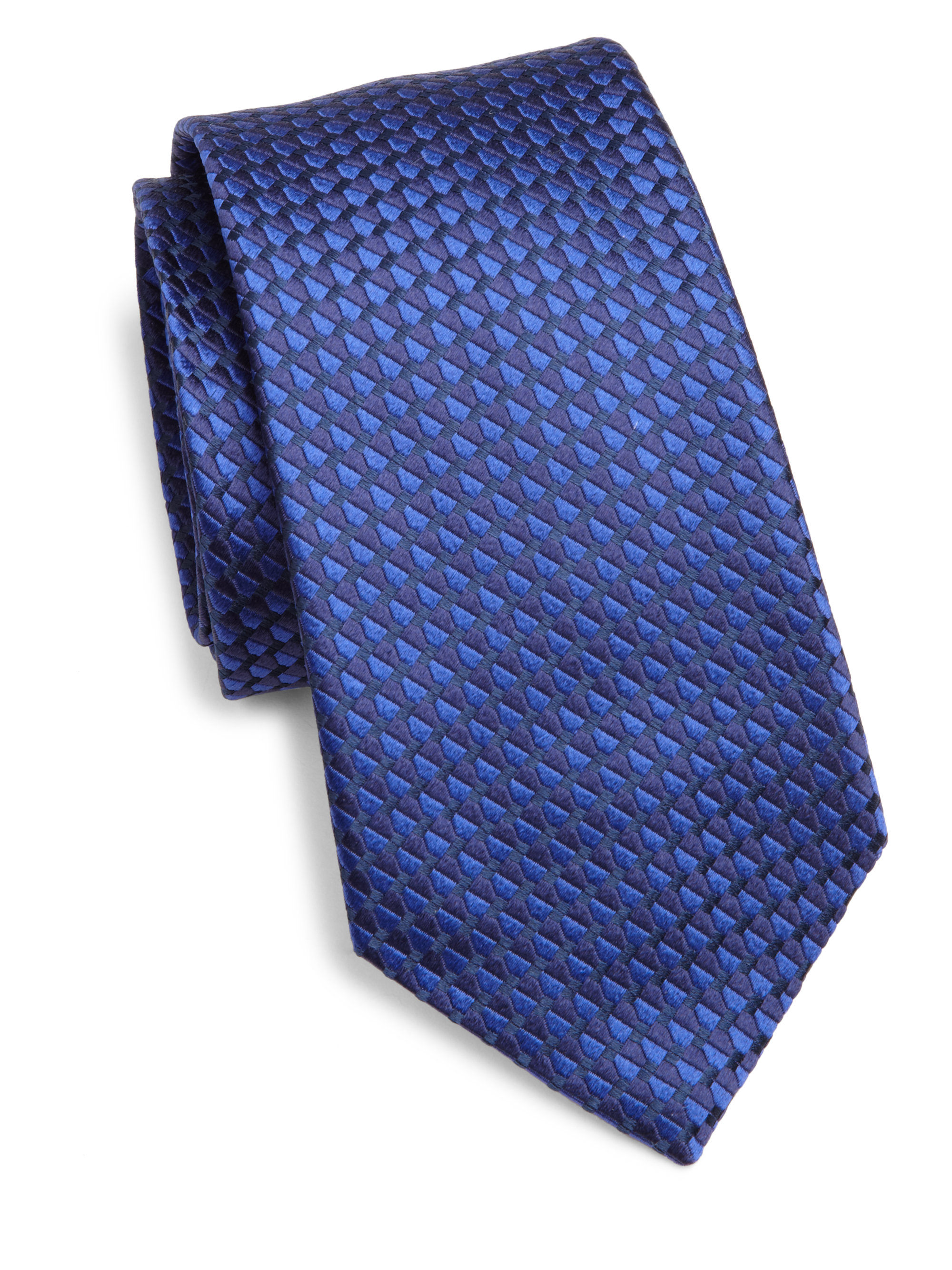 Saks Fifth Avenue Black Label Neat Tonal Box Silk Tie in Blue for Men ...