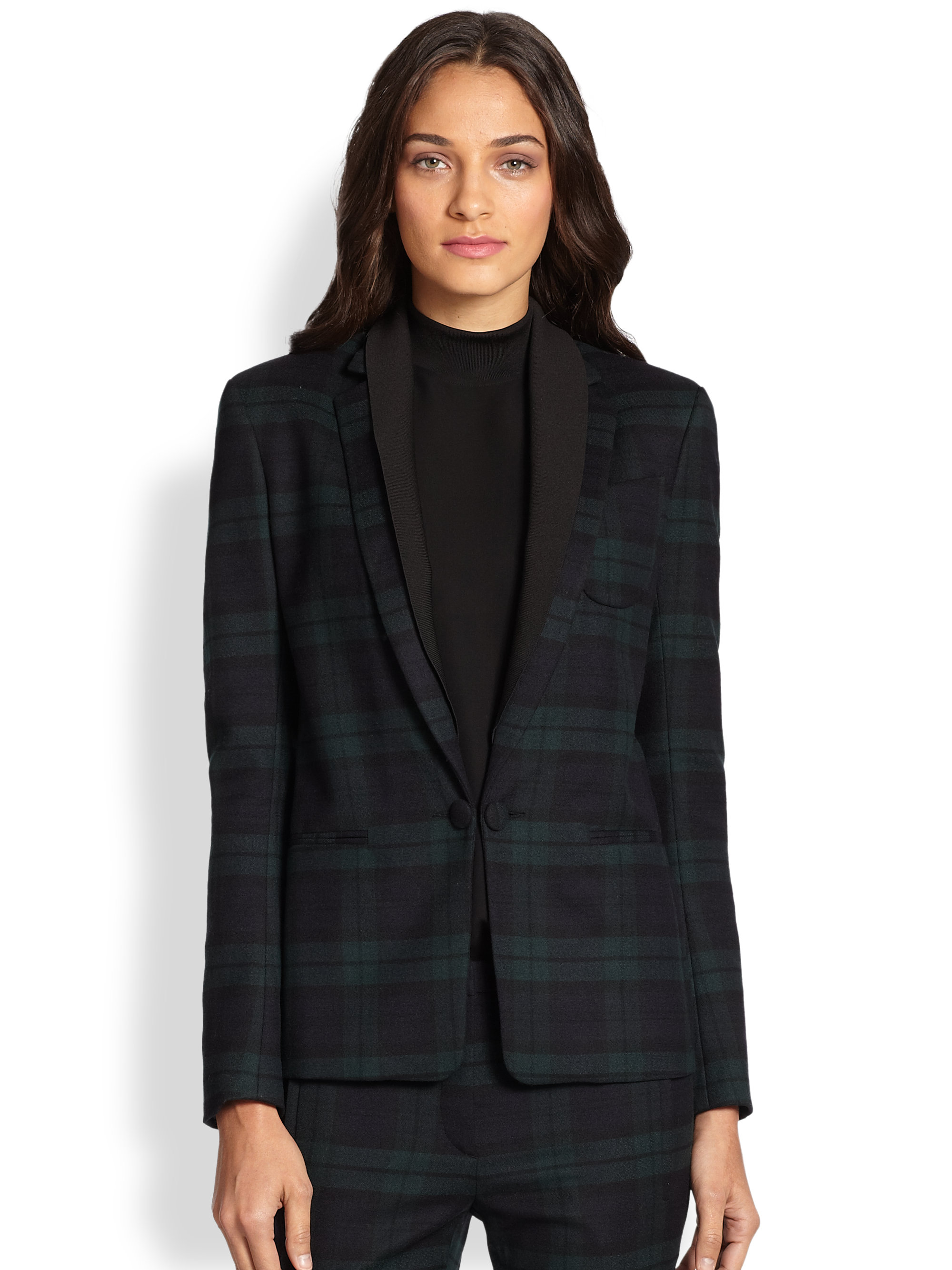 Theory Donelly Linear Plaid Jacket in Blue | Lyst