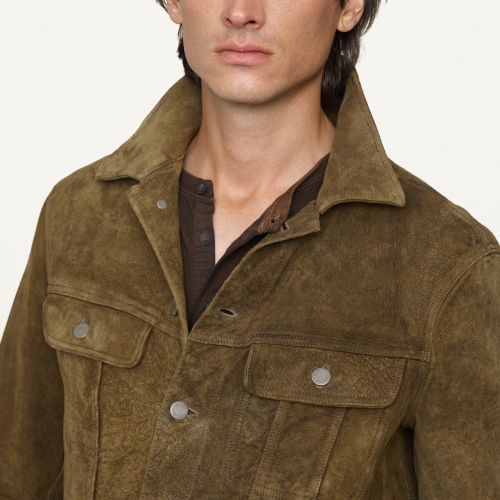 Lyst Ralph Lauren Black Label Suede Trucker Jacket in Brown for Men