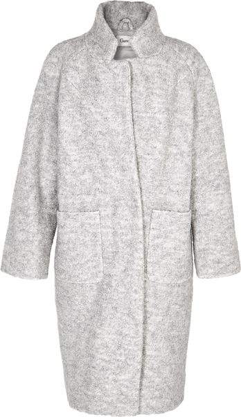 Ganni Grey Melange Poodle Teddy Long Coat in Gray (denim) | Lyst