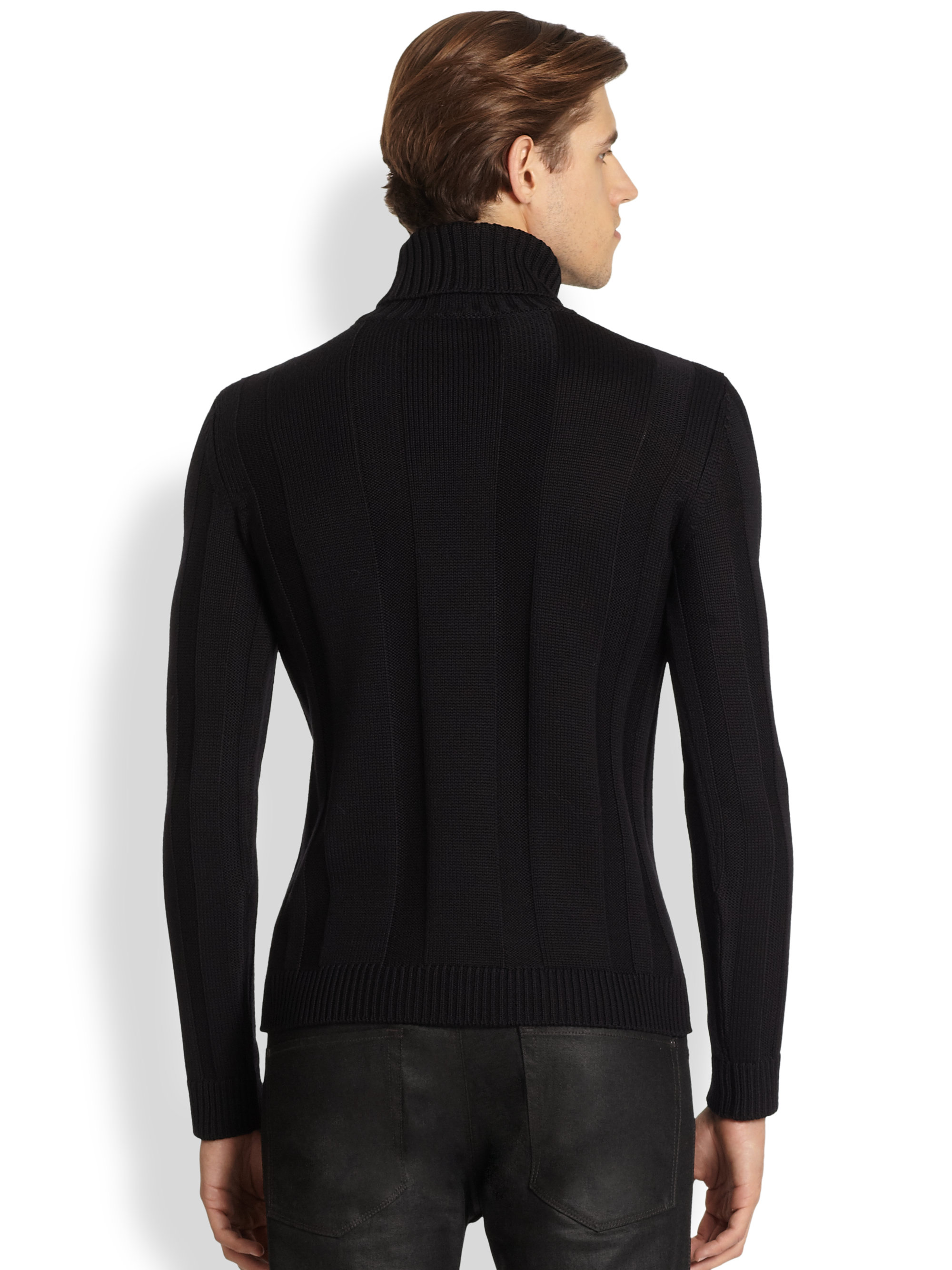 mens black ribbed turtleneck