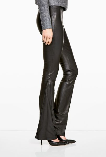 Joseph Zip Leather Kick Flare Trousers in Black | Lyst
