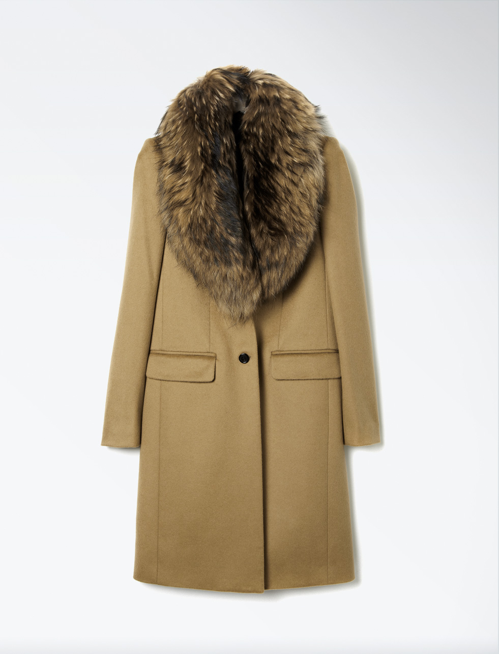 Joseph Wool Fur Collar Man Coat in Beige (CAMEL) | Lyst