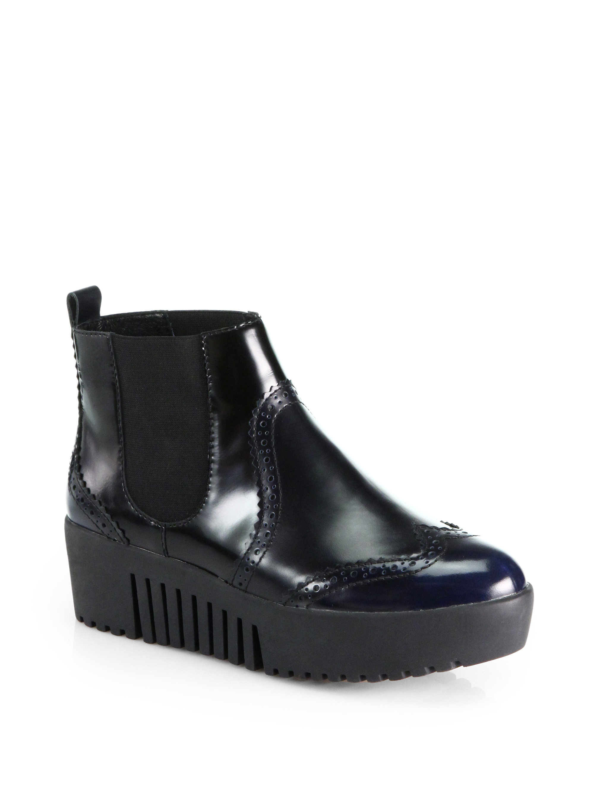black leather platform chelsea boots