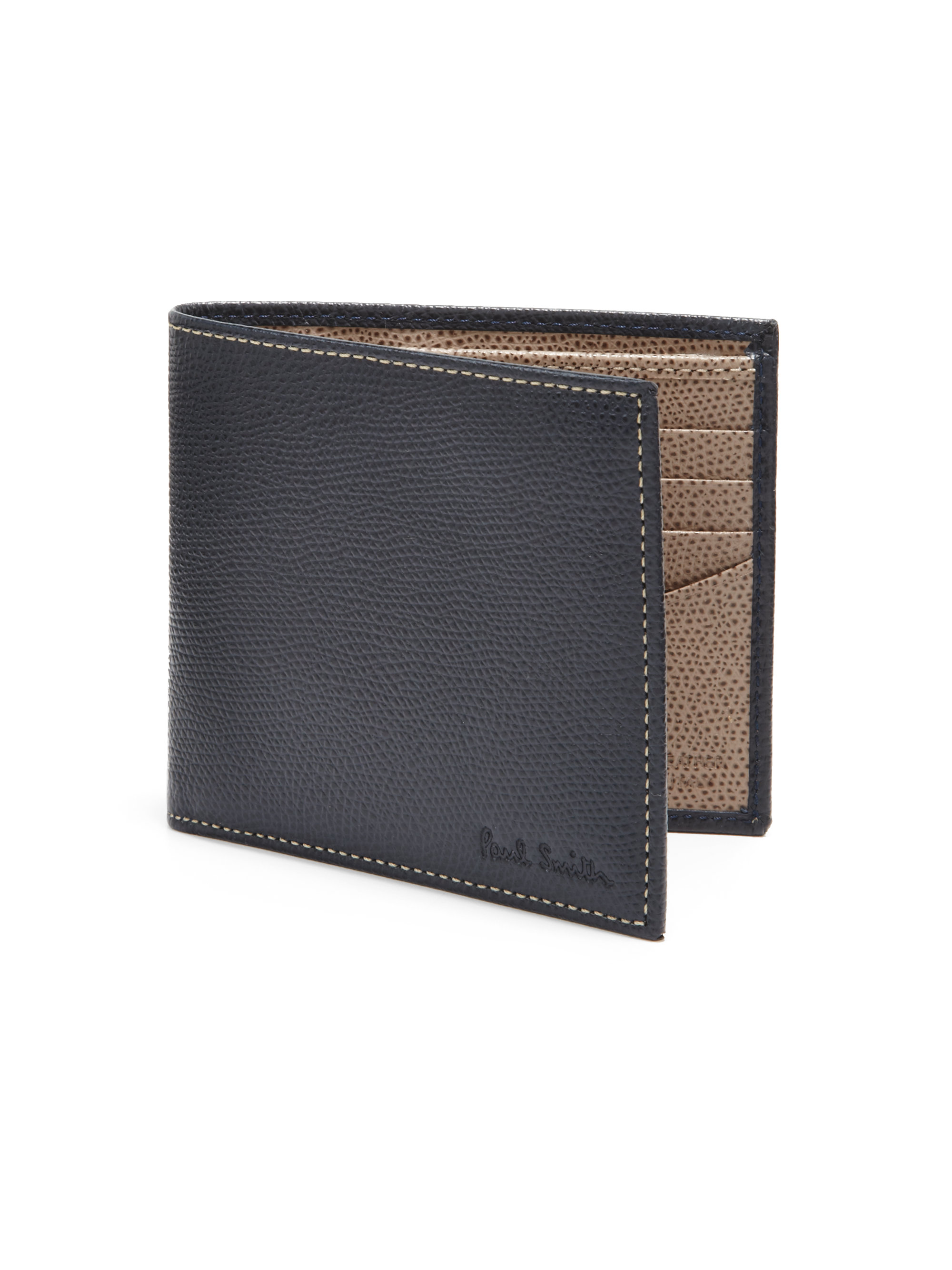 Paul Smith Leather Billfold Wallet in Blue for Men (NAVY-BROWN) | Lyst