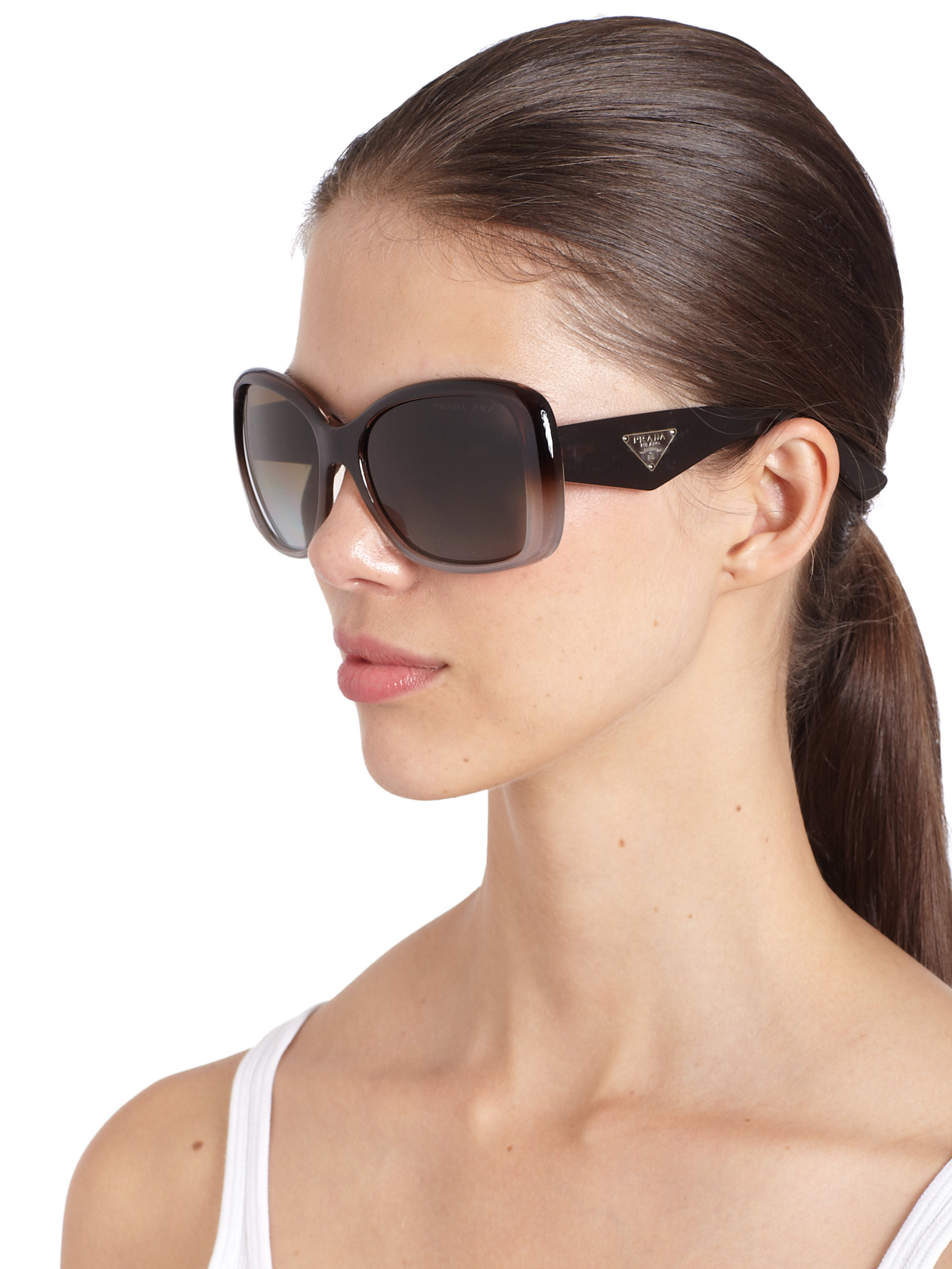 Lyst - Prada Oversized Square Glam Sunglasses in Brown