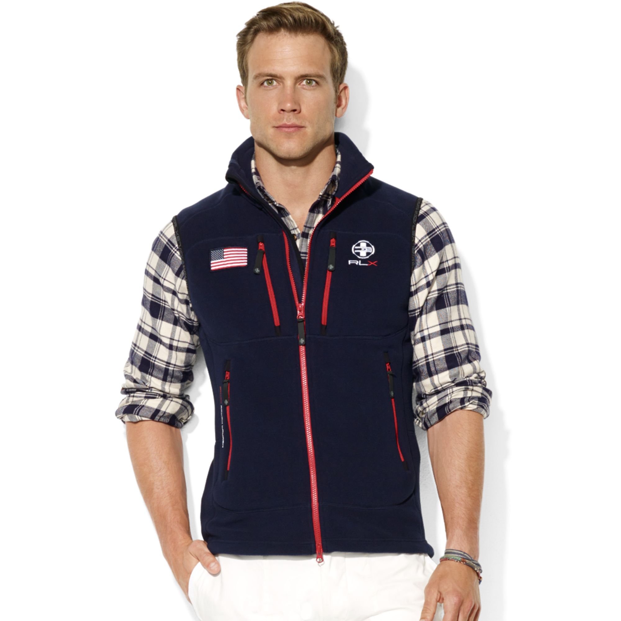 Download Ralph lauren Usa Polar Mock Neck Fleece Vest in Blue for ...