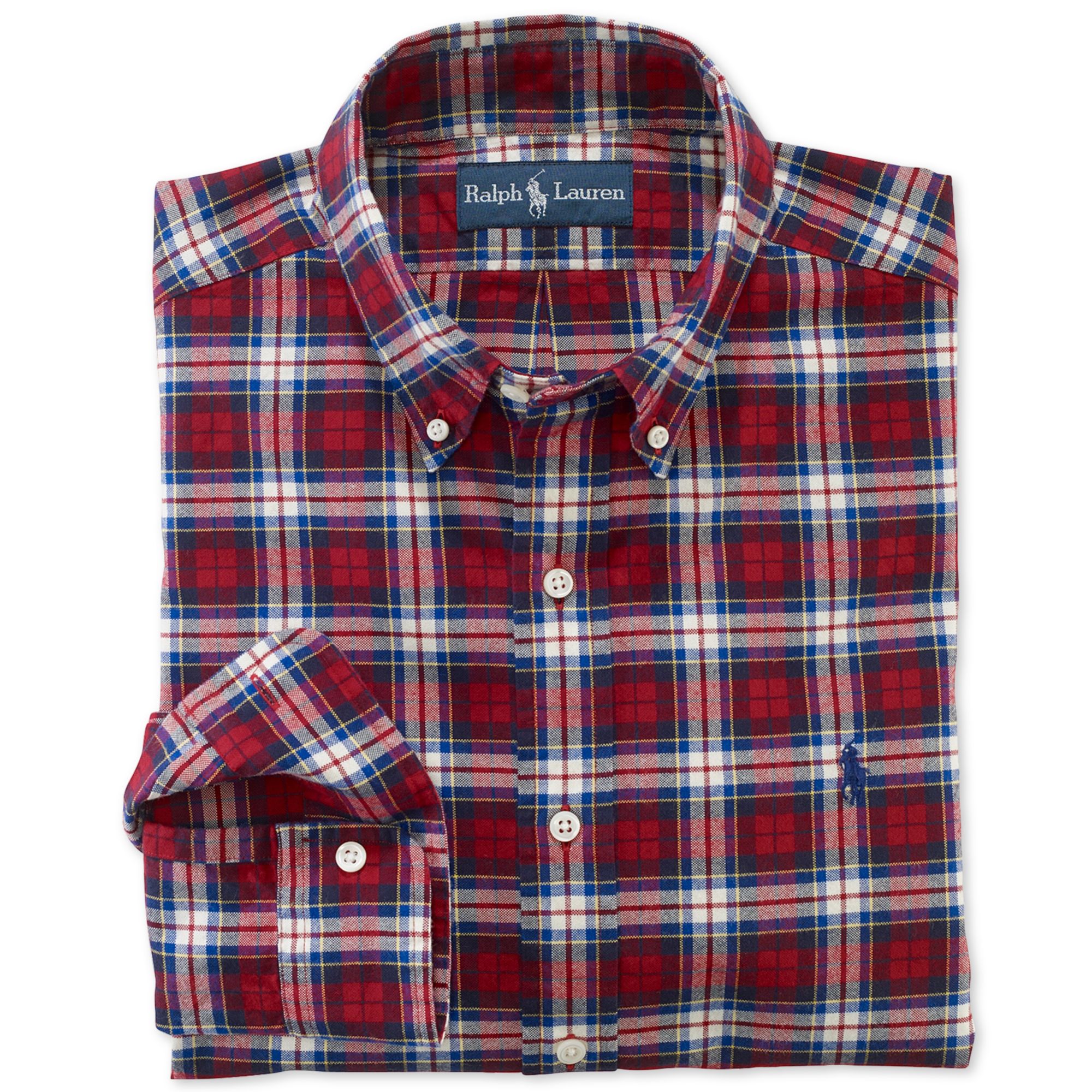 Ralph Lauren Longsleeve Classicfit Plaid Brushed Oxford Shirt in Red ...