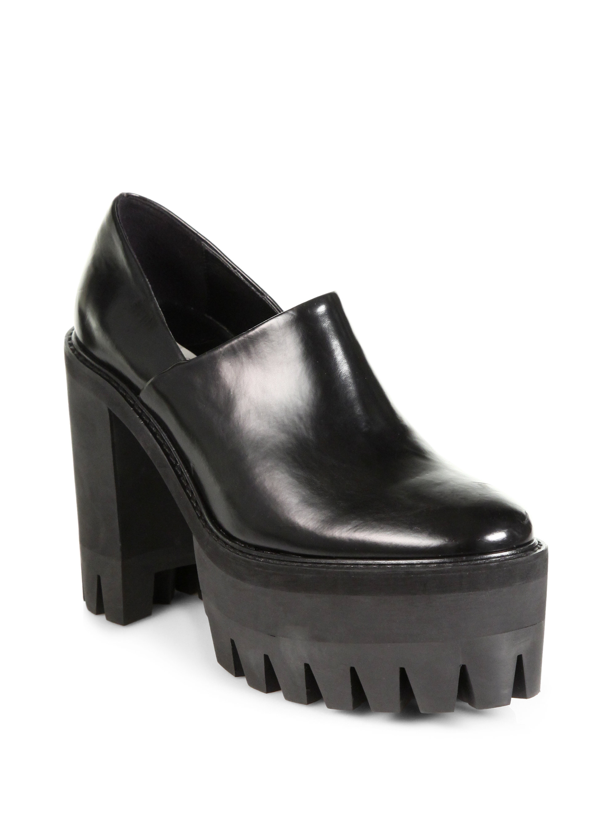 Stella mccartney Shiny Faux Leather Platform Clogs in Black | Lyst