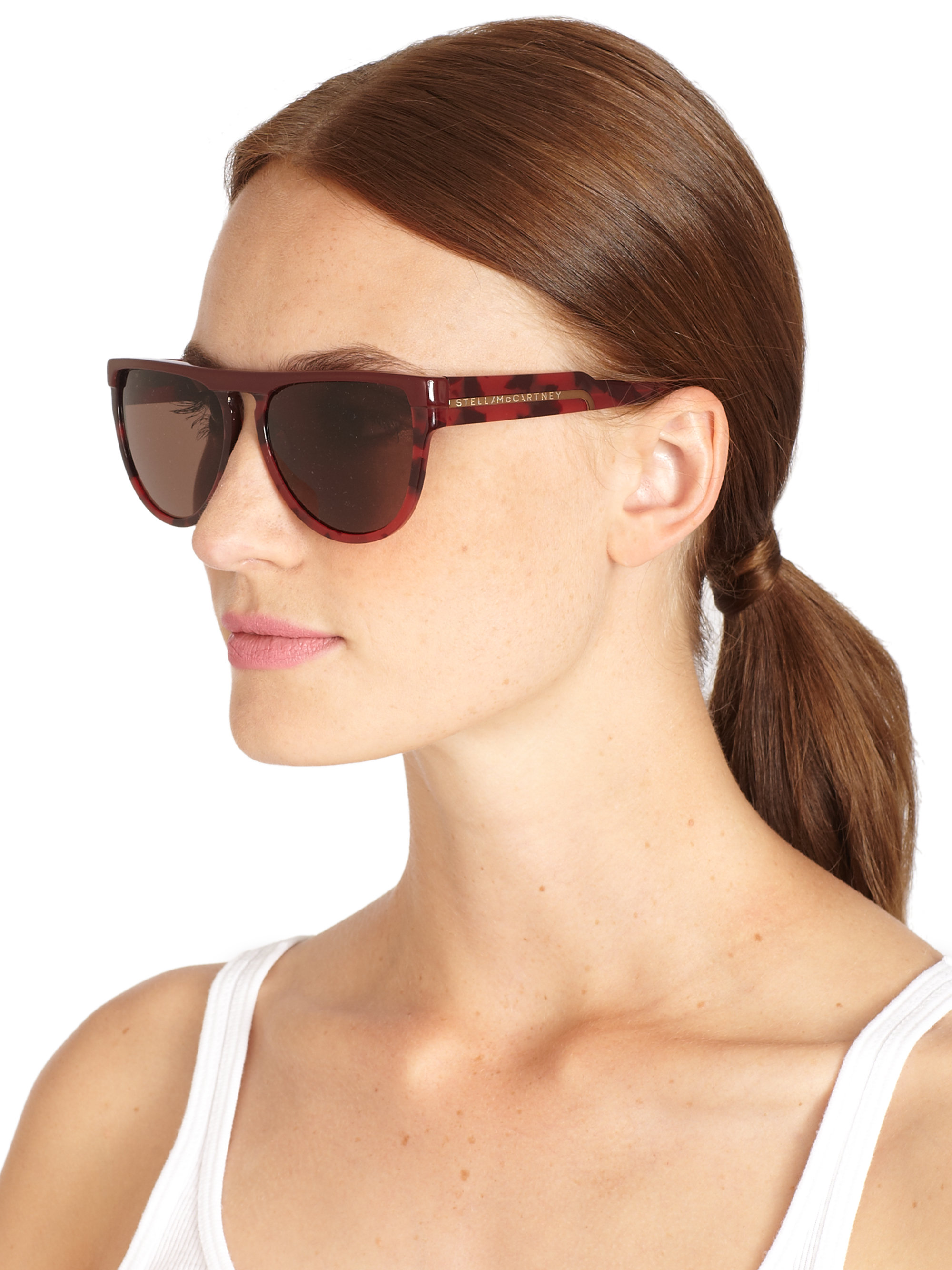 Lyst - Stella Mccartney Tortoise Flattop Sunglasses in Red