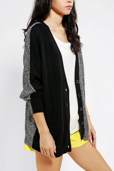 Urban Outfitters Sparkle Fade Color block Cardigan in Gray (BLACK MULTI ...