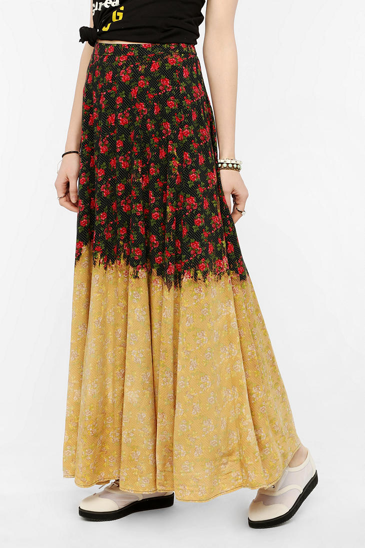 Urban Outfitters Bleach Dipped Maxi Skirt in Black - Lyst
