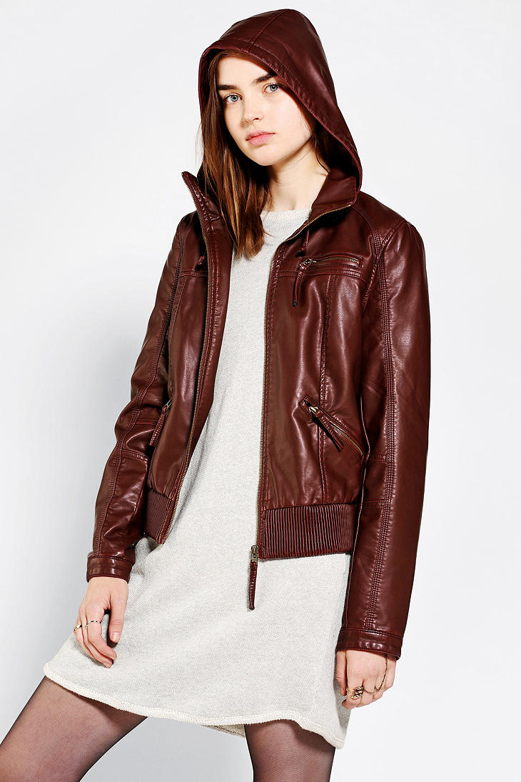 Lyst Urban outfitters Silence Noise Vegan Leather Hooded Bomber