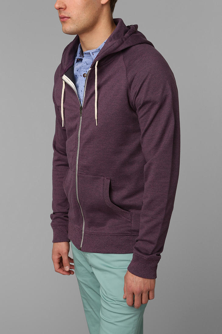 Urban outfitters Bdg Speckled Raglan Zipup Hoodie Sweatshirt in Purple