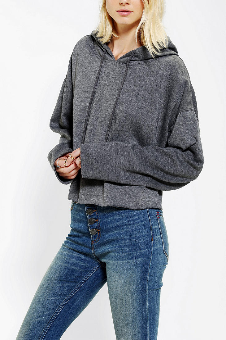 Lyst - Urban Outfitters Bdg Cutoff Cropped Hoodie Sweatshirt in Gray