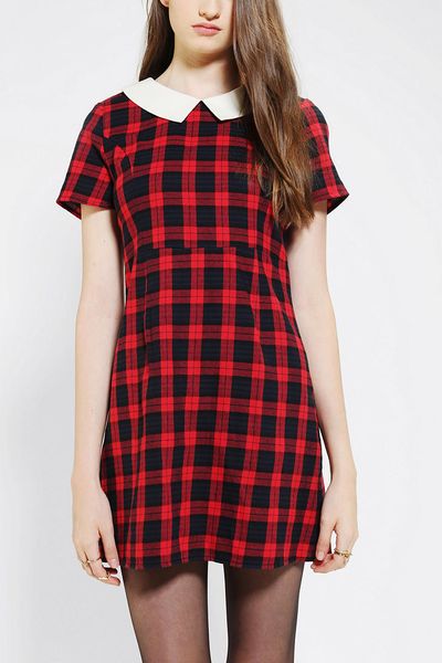 Urban Outfitters Coincidence Chance Collared Plaid Babydoll Dress in ...