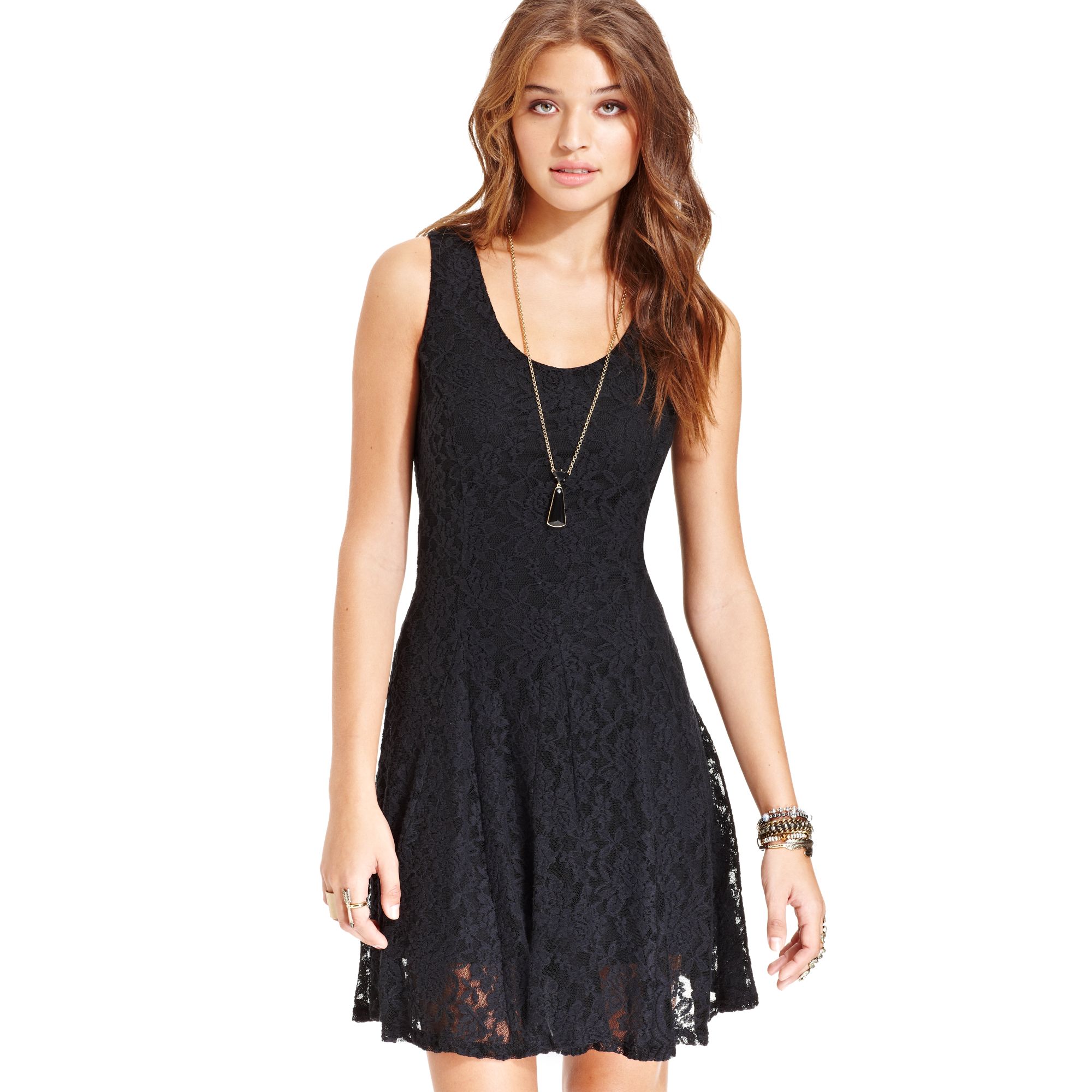 American Rag Lace A-Line Skater Dress in Black (Classic Black) | Lyst