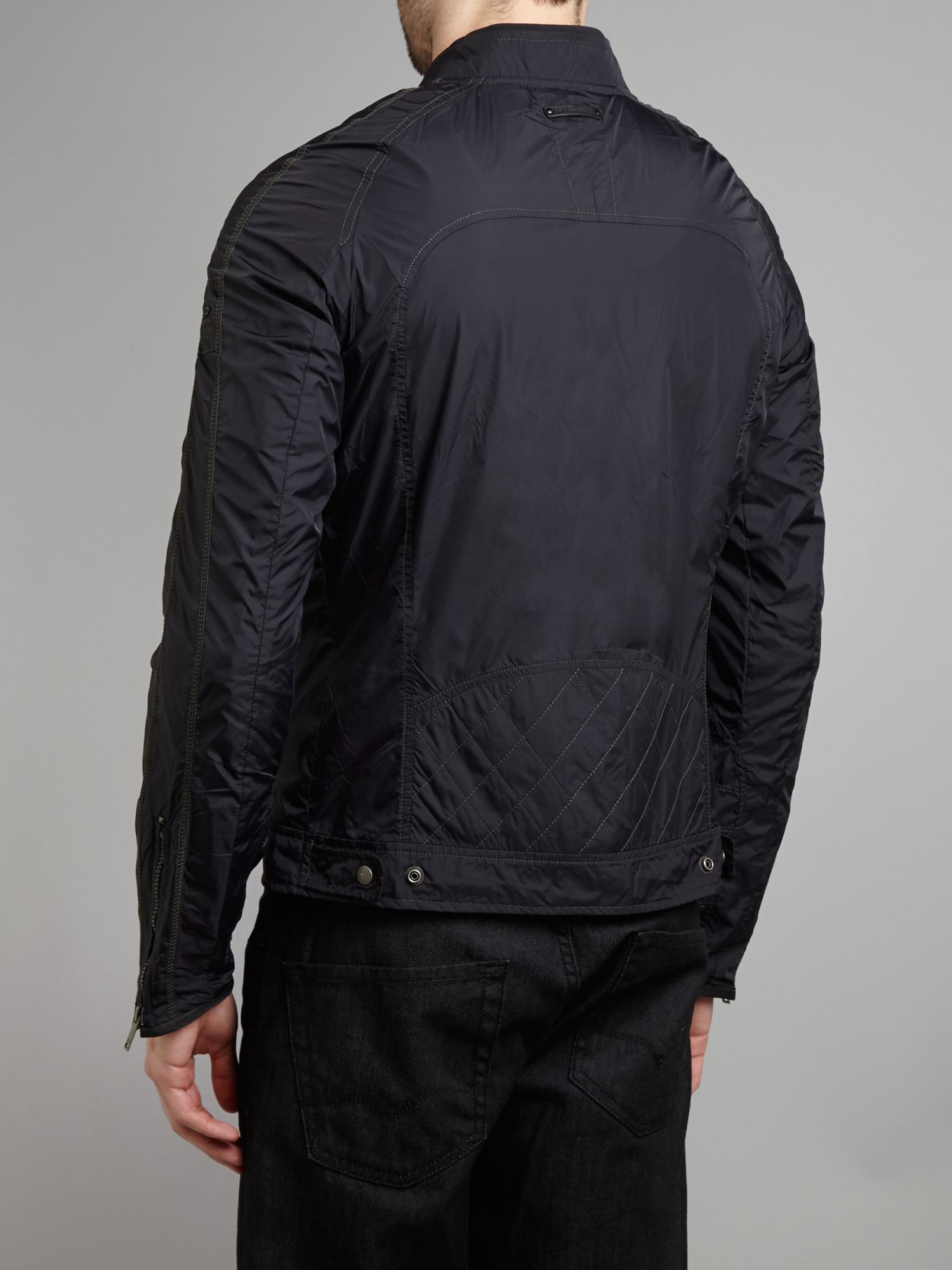 Diesel Nylon Biker Jacket in Black for Men | Lyst