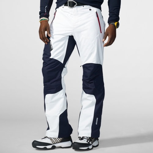 white ski trousers