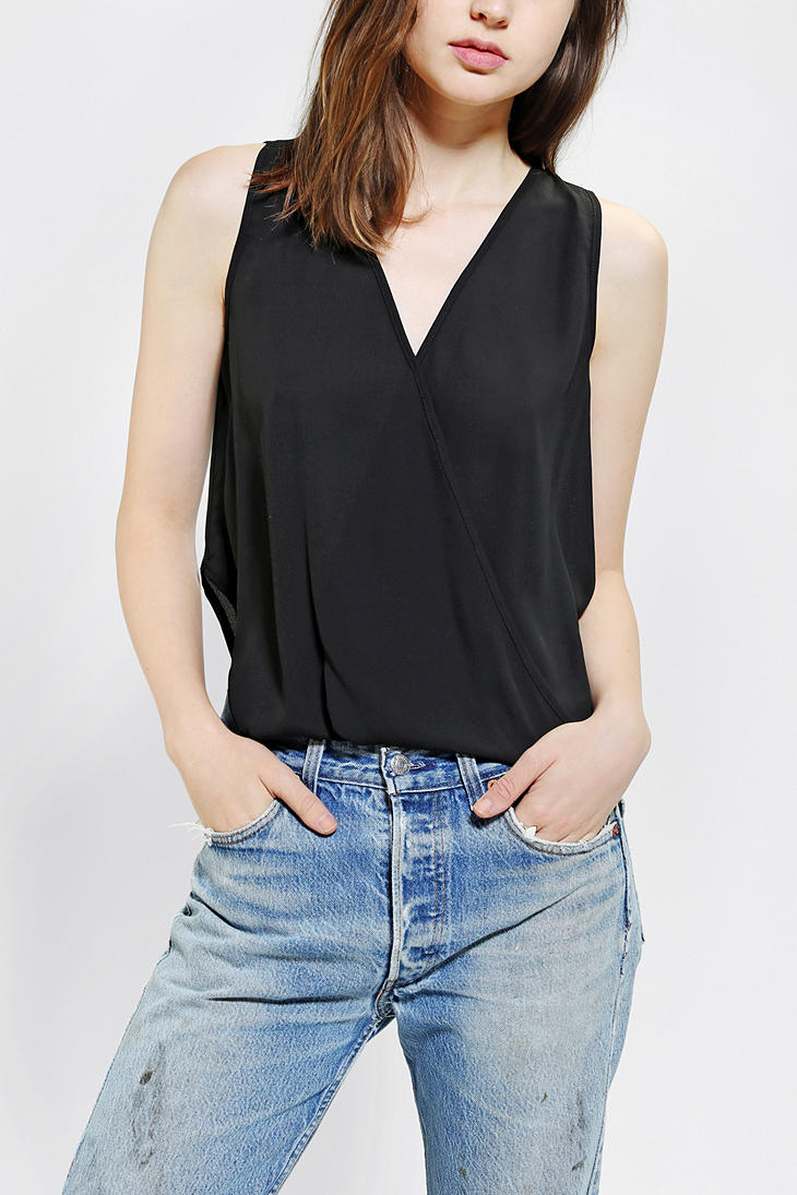 Urban Outfitters Pins and Needles Sleeveless Surplice Blouse in Black ...