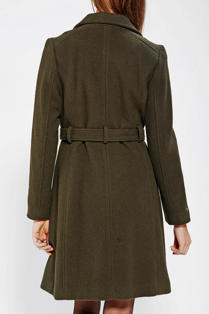 Lyst - Urban Outfitters Essex Wool Trench Coat in Green