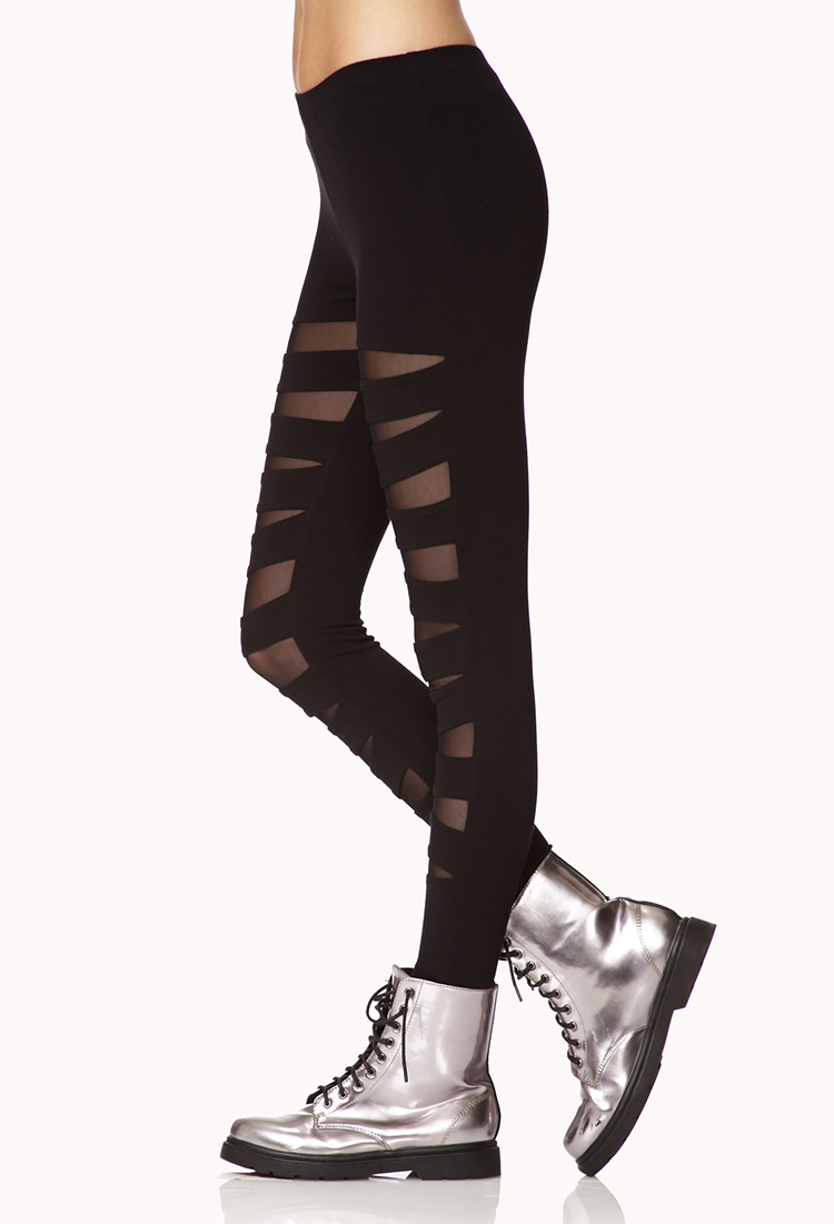 Womens Active Leggings with Mesh Cutouts