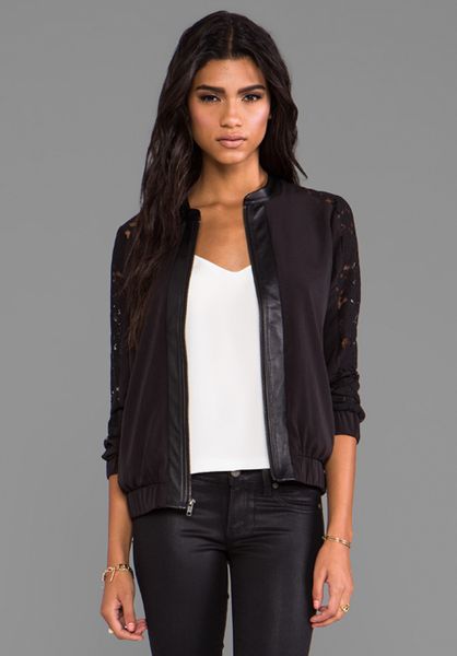 Pjk Patterson J. Kincaid Leather and Lace Gretta Jacket in Black in ...