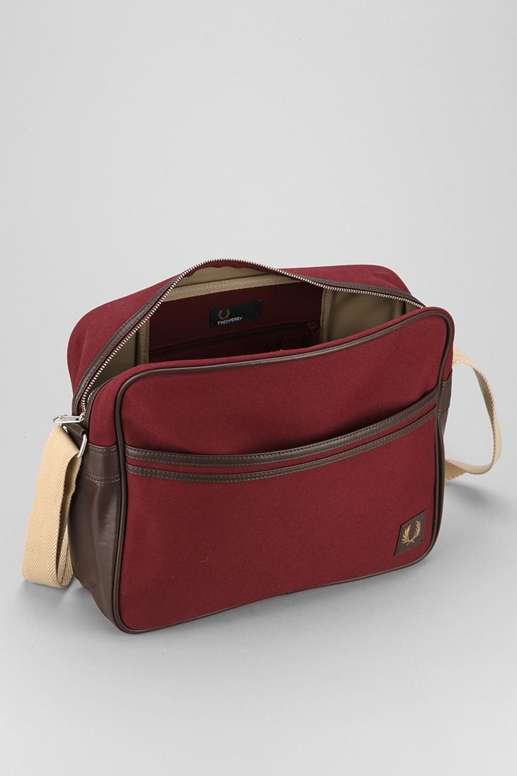 Lyst Urban Outfitters Fred Perry Canvas Messenger Bag in Red for Men