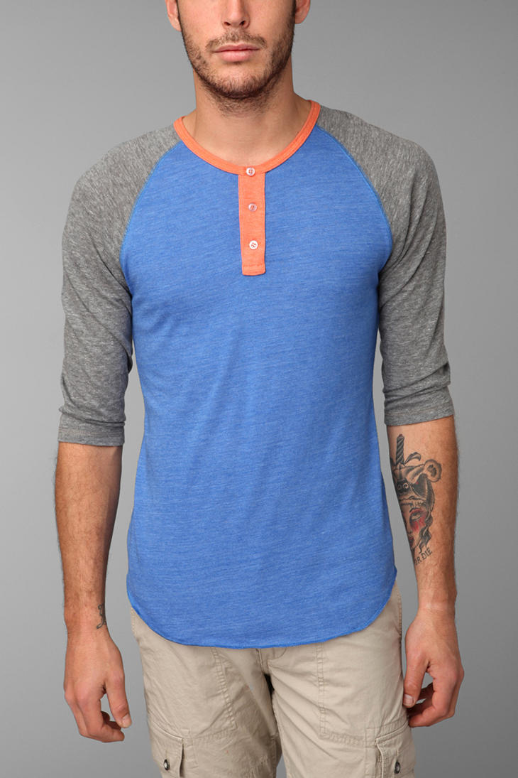 Lyst Alternative Apparel 3/4Sleeve TwoTone Henley Tee in Blue for Men