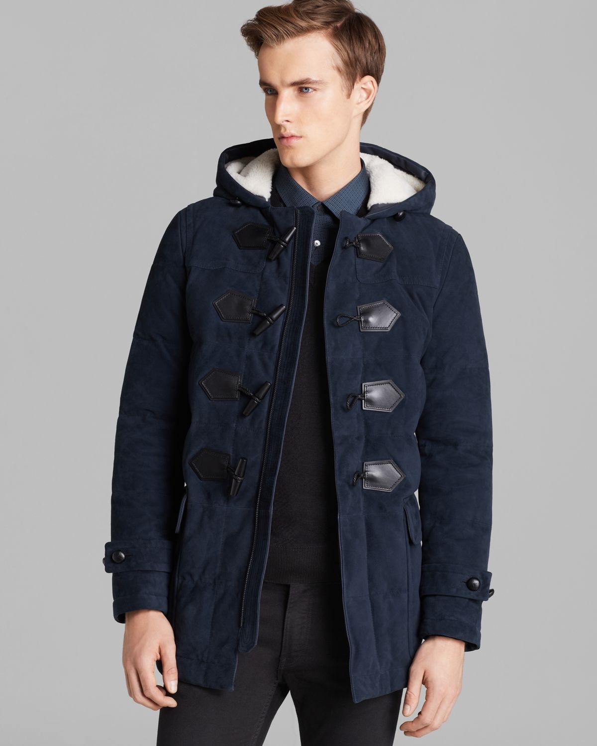 Lyst - Burberry London Montville Suede Toggle Coat in Blue for Men
