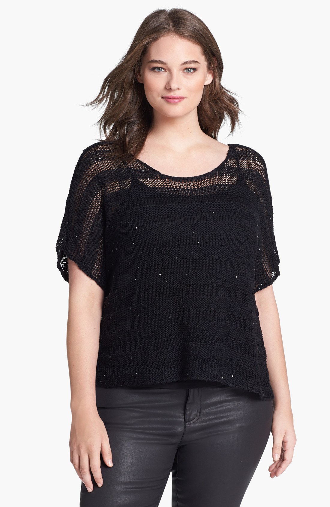 Eileen Fisher Sequin Knit Sweater in Black | Lyst