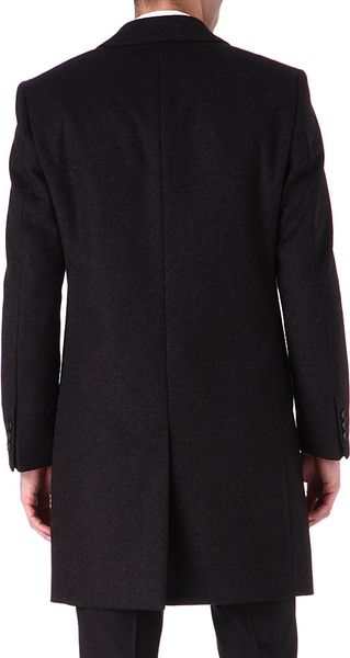 Hugo Boss Wool and Cashmere Blend Stratus Overcoat in Black for Men ...