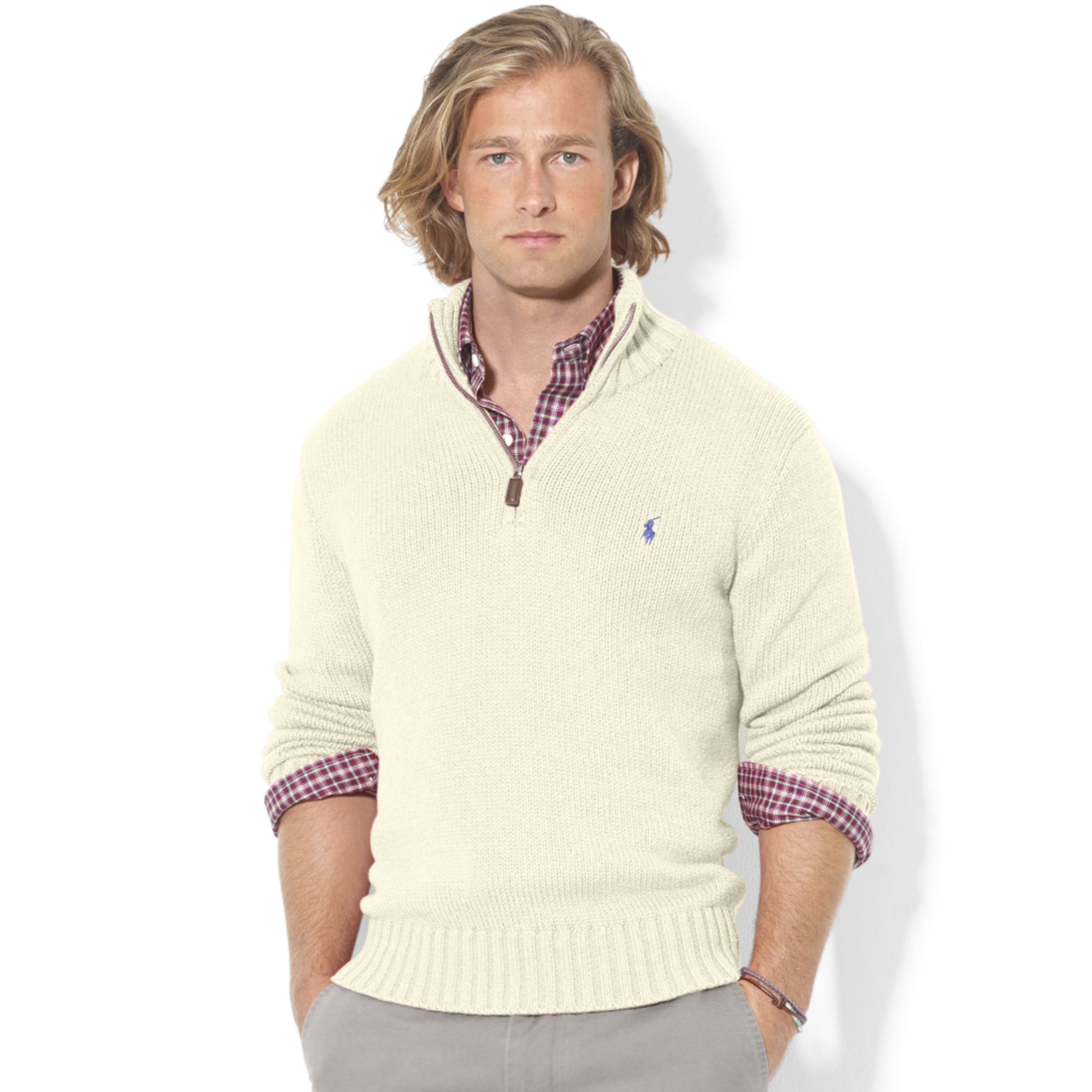 Download Ralph Lauren Halfzip Mock Neck Hightwist Cotton Pullover ...