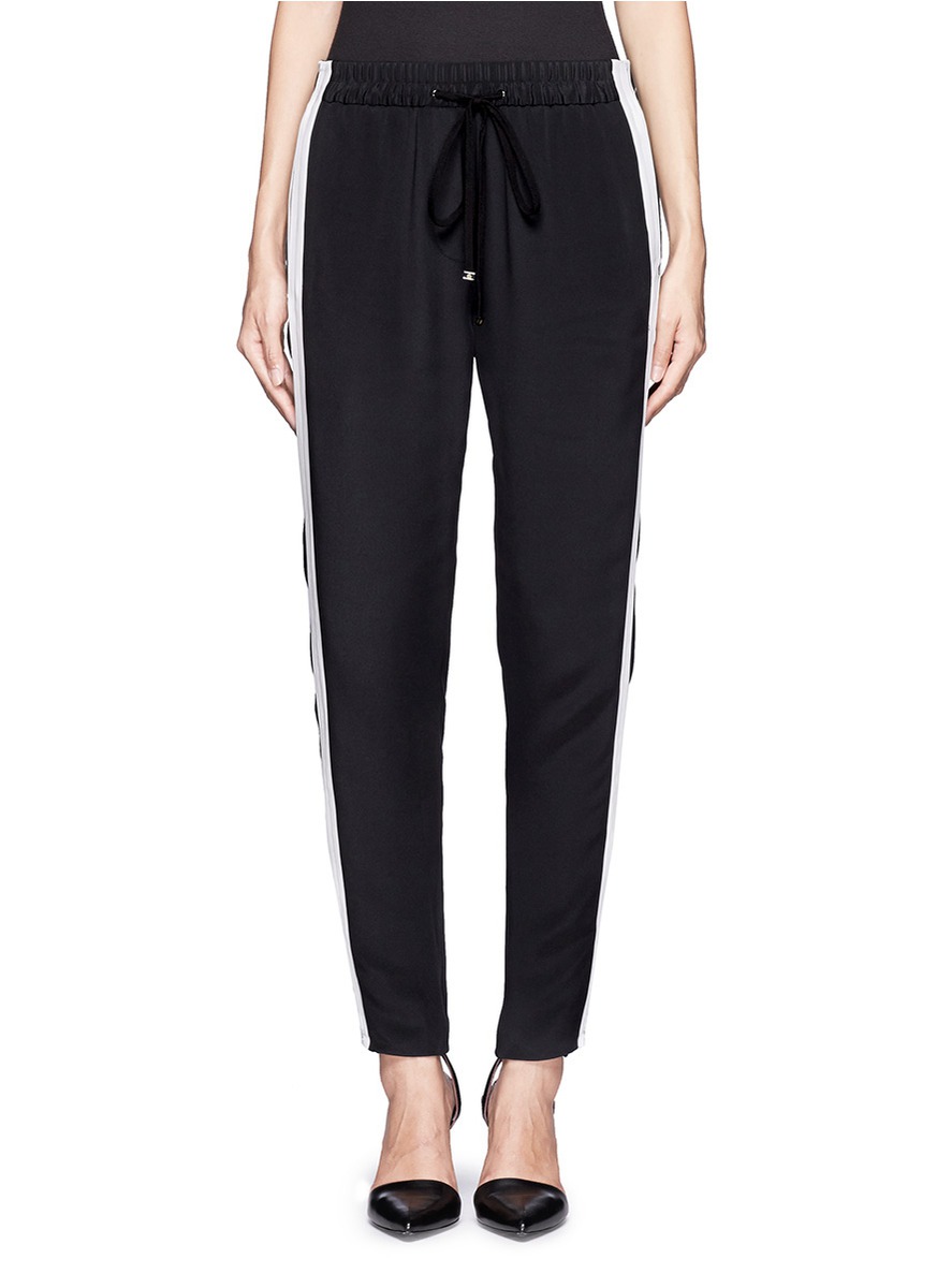 3.1 Phillip Lim Zip Detailed Silk Jogging Pants in Black | Lyst