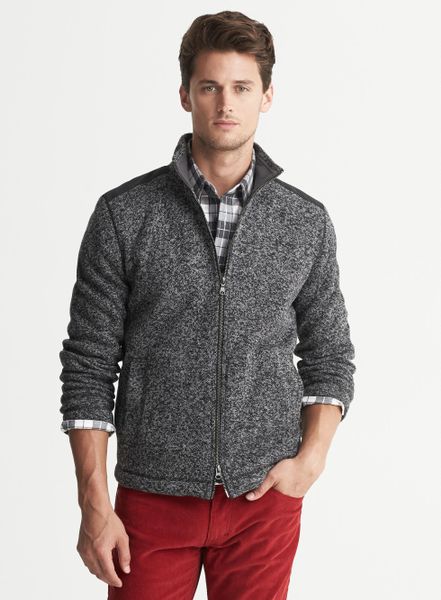 Banana Republic Fleece Sweater Jacket in Gray for Men (Grey) | Lyst