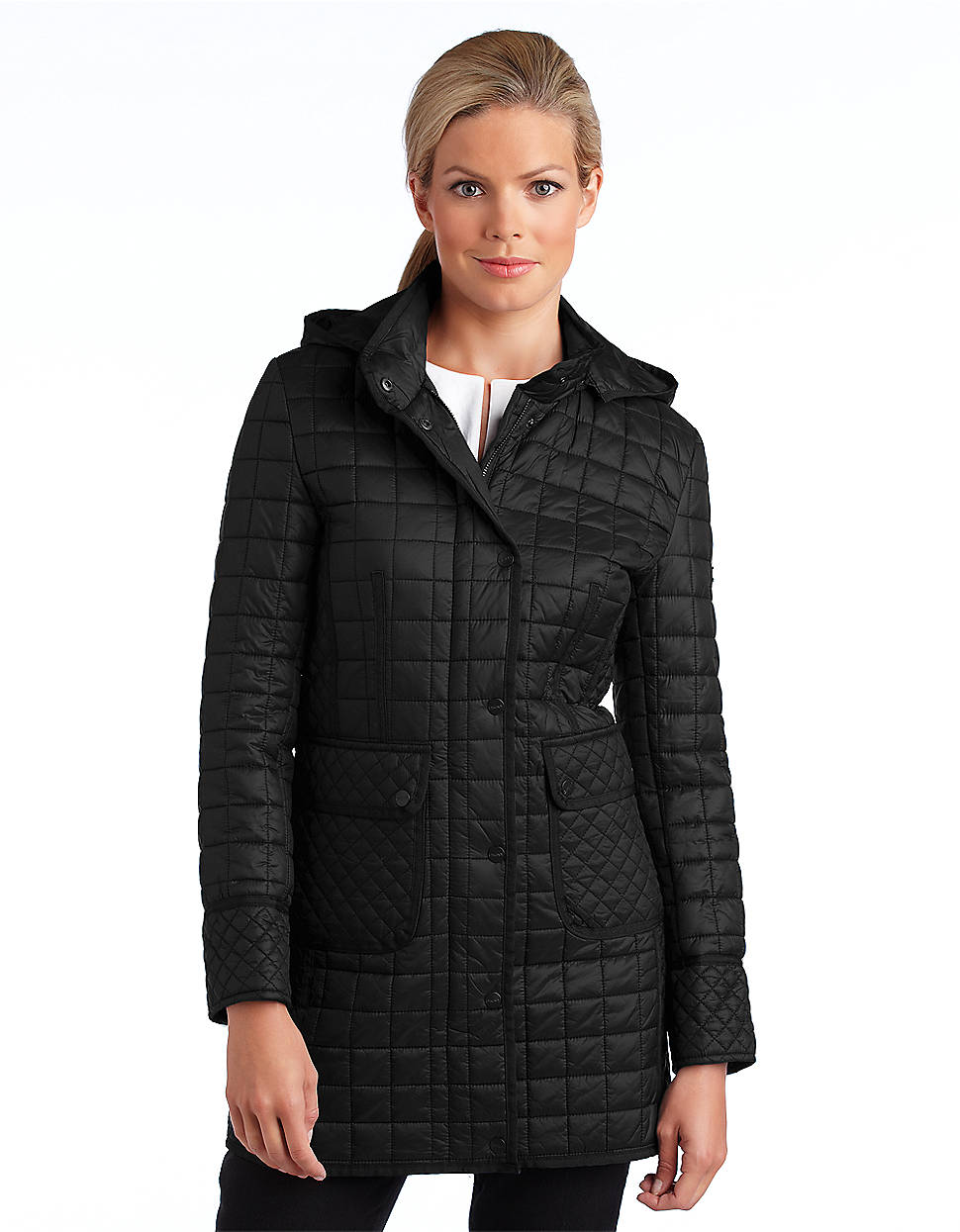 Dkny Quilted Barn Jacket with Detachable Hood in Black | Lyst