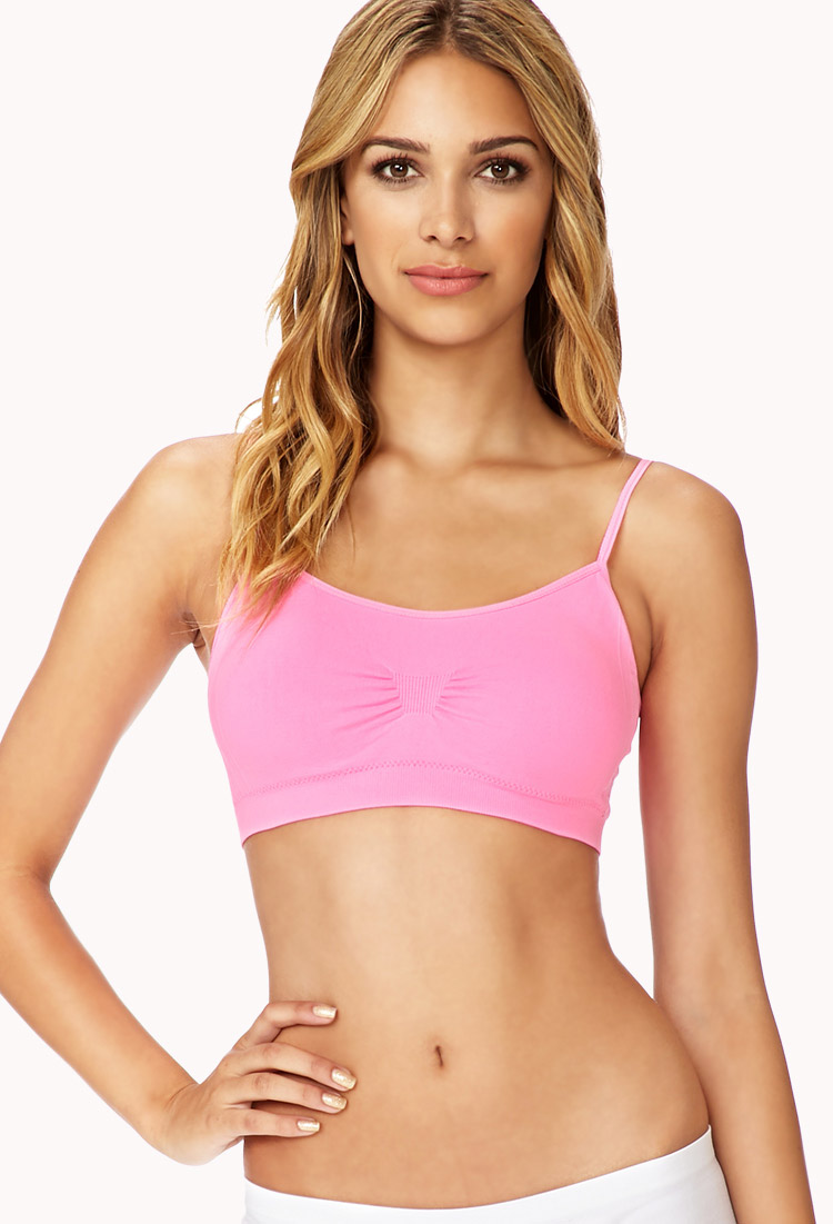 Lyst - Forever 21 Tonal Piped Sports Bra in Pink