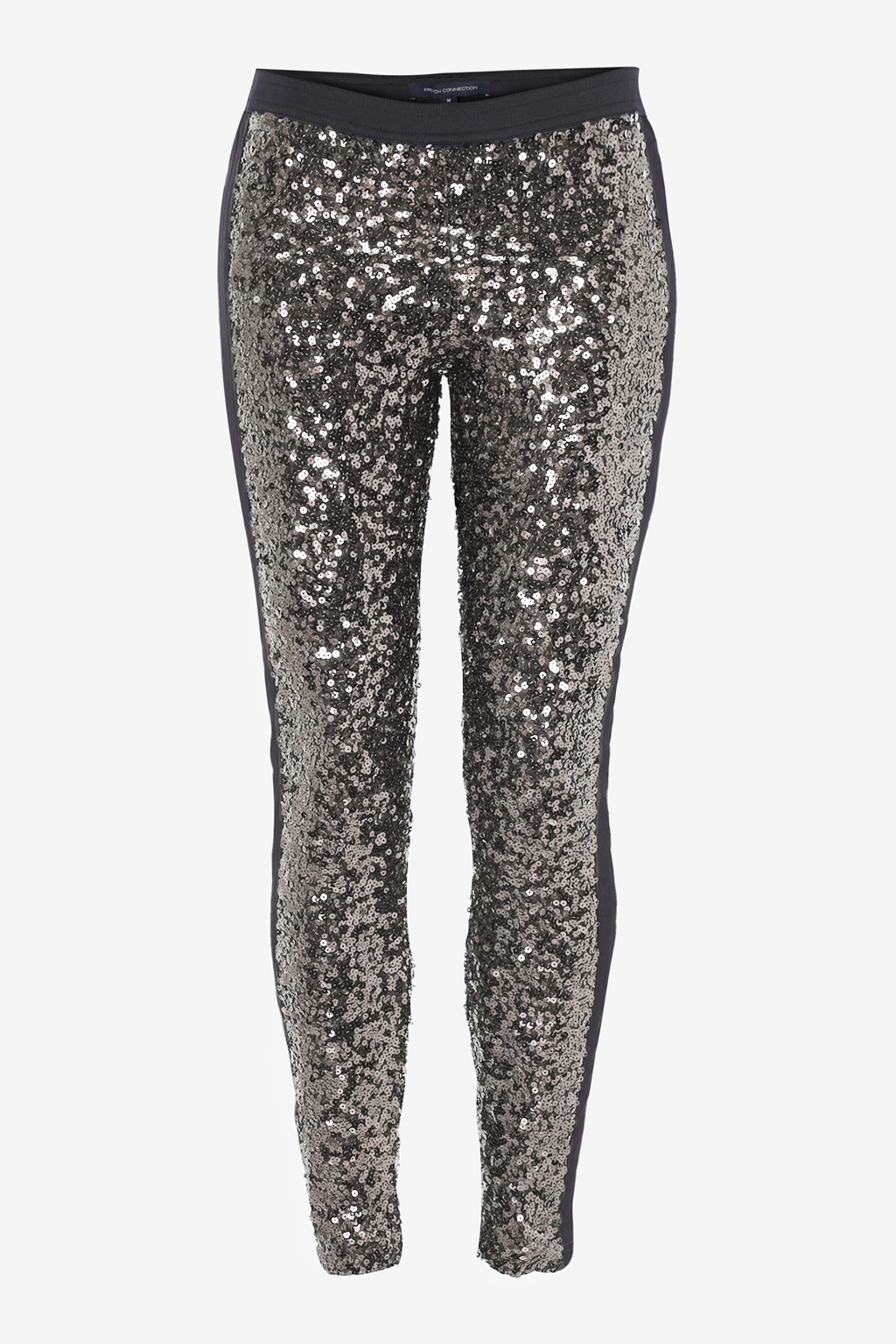 French connection Tuxedo Sequinned Leggings in Metallic | Lyst