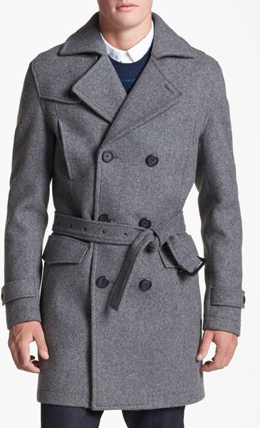 Topman Double Breasted Trench Coat in Gray for Men (Grey) | Lyst