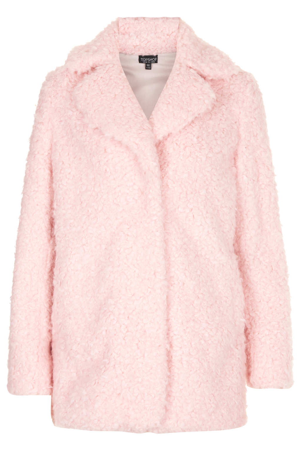 Topshop Teddy Fur Pea Coat in Pink | Lyst