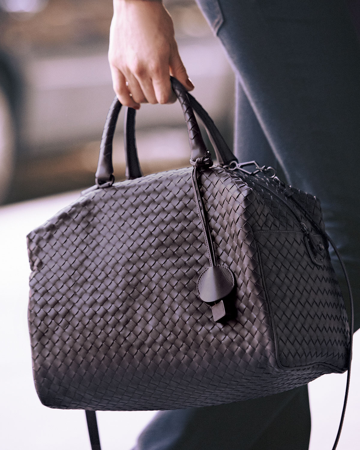 Lyst Bottega Veneta Large Boston Tophandle Bag Plumgray In Purple Gallery