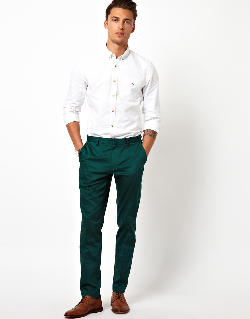 Lyst - Vans Skinny Fit Pants in Cotton Sateen in Green for Men