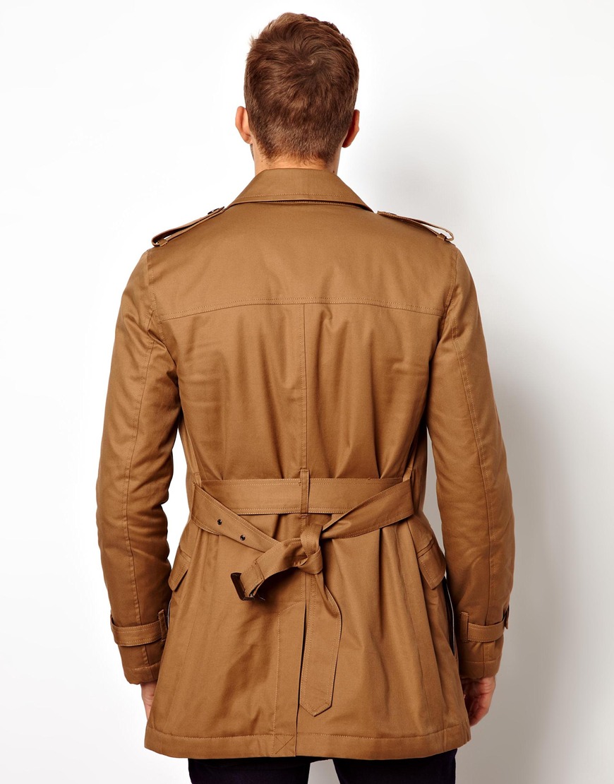 Asos Trench Coat With Belt In Tobacco in Brown for Men | Lyst
