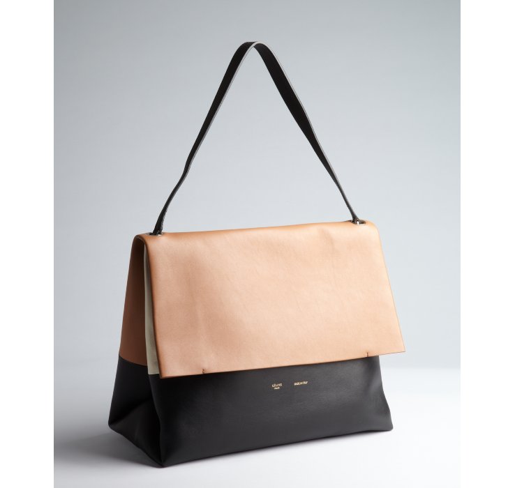 Lyst Céline Rust Beige And Black Colorblocked Leather Shoulder Bag Gallery