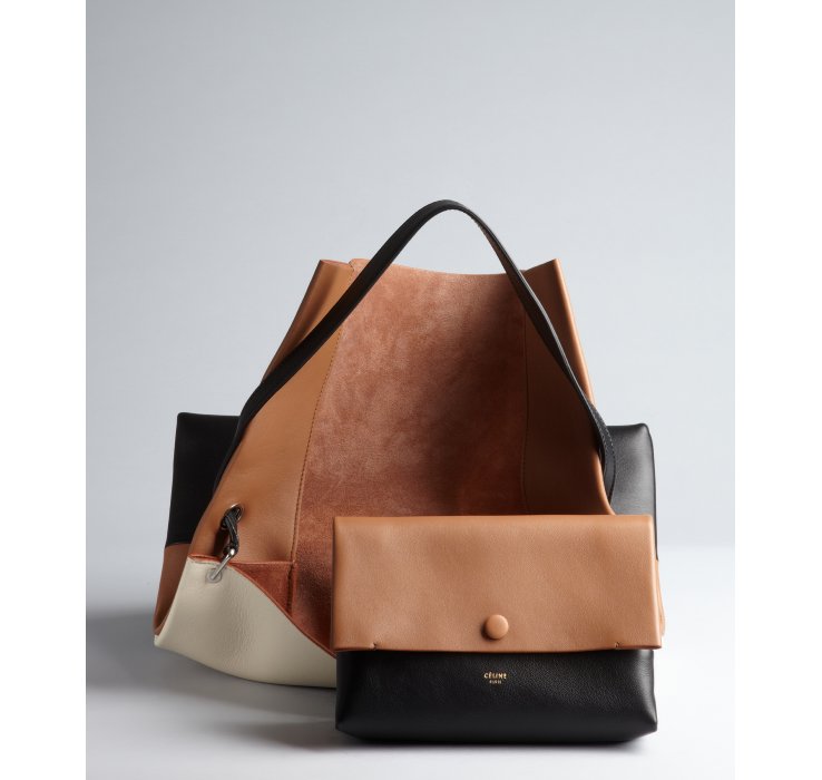 Cline Rust Beige and Black Colorblocked Leather Shoulder Bag with ...  