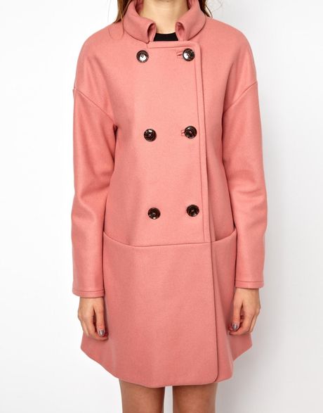 French Connection Glorious Wool Oversized Coat in Dusky Pink in Pink ...