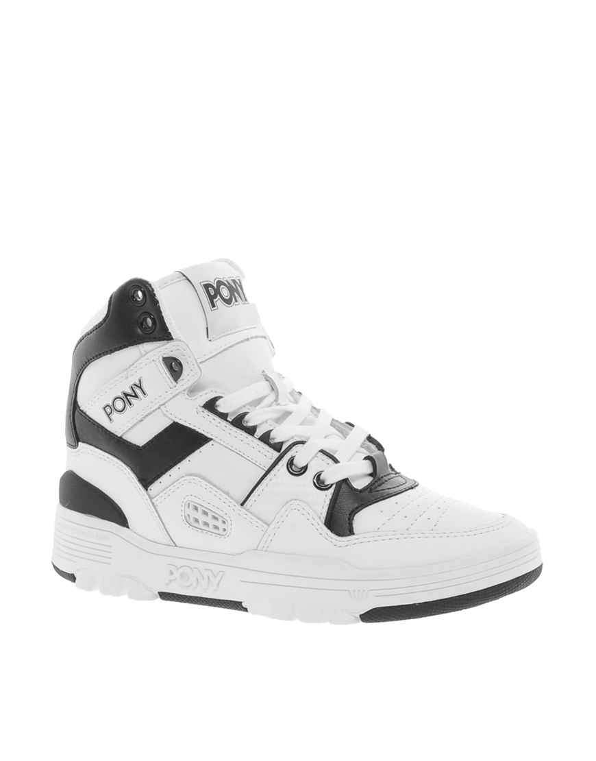 Lyst - Calvin Klein Pony M100 White High Top Sneakers in Black